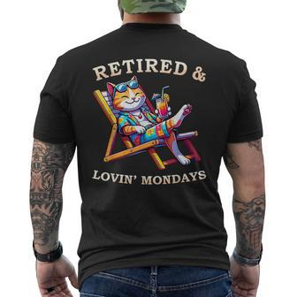 Cat Retired Lovin Mondays Meow Animal Lover Retirement Men's T-shirt Back Print - Monsterry