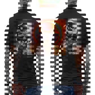 Cat Selfie With Solar Eclipse 2024 Wearing Eclipse Glasses Men's T-shirt Back Print - Seseable