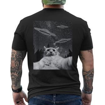 Cat Selfie With Ufo Cat Alien Ufo Men's T-shirt Back Print - Seseable