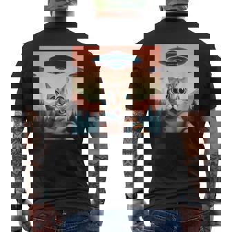Cat Selfie With Ufo Cat Lover Meme Men's T-shirt Back Print - Thegiftio