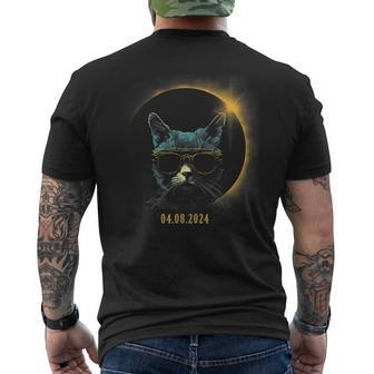 Cat In Shades Graphic For Total Solar Eclipse 2024 Men's T-shirt Back Print - Monsterry DE