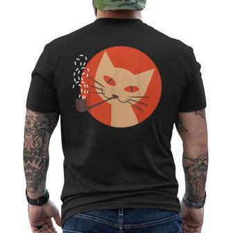 Cat Smoking Pipe Retro Vintage Matchbox Men's T-shirt Back Print - Monsterry CA