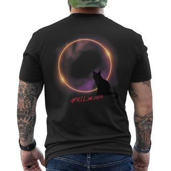 Cat Solar Eclipse 2024 Men's T-shirt Back Print - Seseable