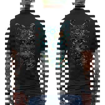 Cat Sugar Skull Flowers Men's T-shirt Back Print - Thegiftio