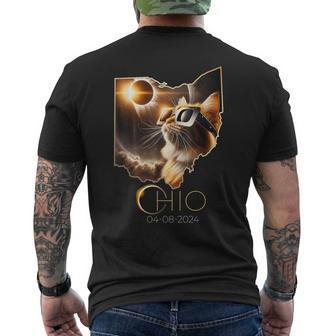 Cat Sun Solar Eclipse 2024 Totality State Ohio Men's T-shirt Back Print - Monsterry AU