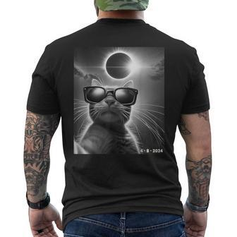 Cat Taking A Selfie With Solar 2024 Eclipse Wearing Glasses Men's T-shirt Back Print | Mazezy