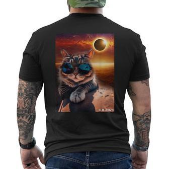 Cat Taking A Selfie With Solar Eclipse 2024 Wearing Glasses Men's T-shirt Back Print - Monsterry CA