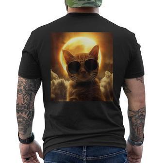 Cat Taking A Selfie With Solar Eclipse Wearing Sunglasses Men's T-shirt Back Print - Monsterry DE