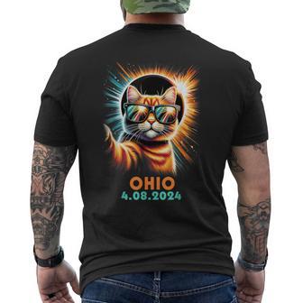 Cat Taking A Selfie Total Solar Eclipse 2024 Ohio Men's T-shirt Back Print - Monsterry AU