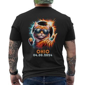 Cat Taking A Selfie With Total Solar Eclipse 2024 Ohio Men's T-shirt Back Print | Mazezy