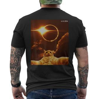 Cat Taking A Selfie Total Solar Eclipse April 8 2024 Men's T-shirt Back Print - Monsterry