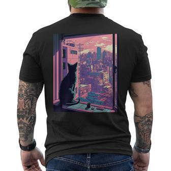 Cat In Tokyo Men's T-shirt Back Print | Mazezy