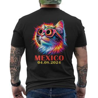 Cat Total Solar Eclipse 2024 Mexico Wearing Eclipse Glasses Men's T-shirt Back Print | Seseable CA