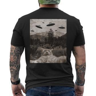 Cat Ufo Meme Cat Selfie With Ufos Men's T-shirt Back Print - Monsterry AU