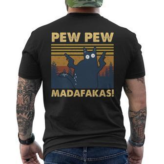Cat Vintage Pew Pew Pew Madafakas Cat Crazy Pew Vintage Men's T-shirt Back Print - Monsterry AU