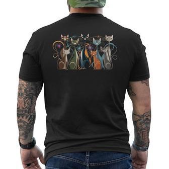 Cat Vintage Retro Mid-Century Modern Look Cats 50S 60S Style Men's T-shirt Back Print - Monsterry