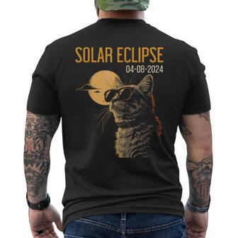 Cat Watching Eclipse 2024 Eclipse Solar 2024 Cat Men's T-shirt Back Print | Mazezy