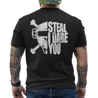 Catcher Steal I Dare You Baseball Men's T-shirt Back Print - Monsterry CA
