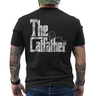 The Catfather Black Cat Father Mafia Whiskers Male Daddy Men's T-shirt Back Print - Monsterry AU