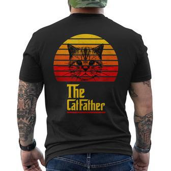 The Catfather Vintage Best Cat Dad Fathers Day Husband Daddy Men's T-shirt Back Print - Thegiftio UK