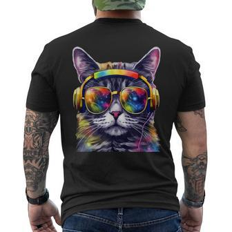 Cats And Music Sweet Cat Lover Music Lover Men's T-shirt Back Print - Thegiftio UK