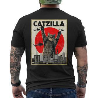 Catzilla Anime Lover Kawaii Animals Japanese Style Movies Men's T-shirt Back Print | Mazezy