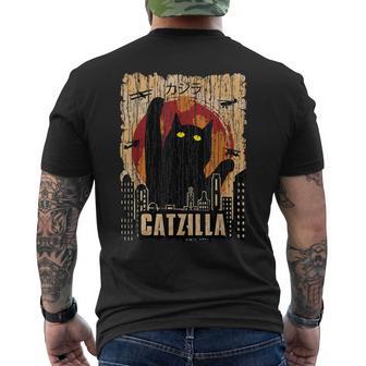 Catzilla Retro T-Shirt mit Rückendruck - Seseable