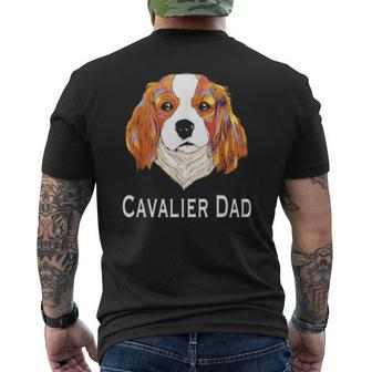 Cavalier Dad Pop Art Cavalier King Charles Spaniel Dog Mens Back Print T-shirt | Mazezy