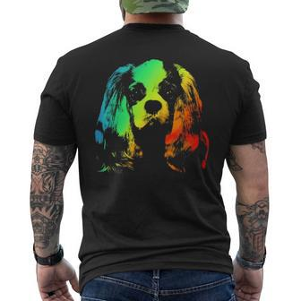 Cavalier King Charles Spaniel Colorful Rainbow Vintage Men's T-shirt Back Print | Mazezy