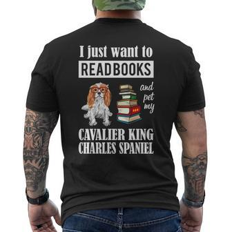 Cavalier King Charles Spaniel Puppy Cute Book Lover Men's T-shirt Back Print | Mazezy