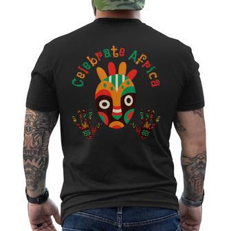 Celebrate Africa African Tribe Mask Kente Junenth Pride Men's T-shirt Back Print - Monsterry