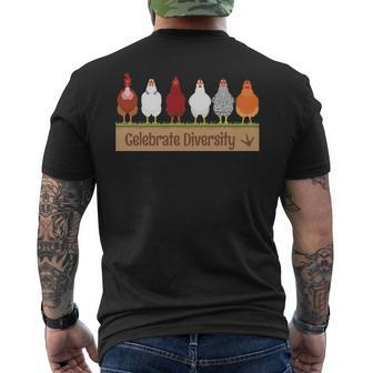 Celebrate Diversity Farm Pet Cute For Chicken Lovers Men's T-shirt Back Print | Mazezy