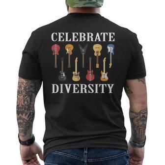 Celebrate Diversity Guitar Player Guitarist Pun Outfit Men's T-shirt Back Print - Monsterry UK