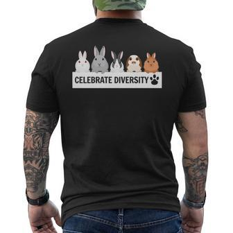 Celebrate Diversity Pet Bunnies For Rabbit Lovers Men's T-shirt Back Print | Mazezy