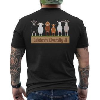 Celebrate Diversity Pet Goats For Goat Lovers Men's T-shirt Back Print | Mazezy
