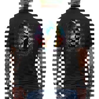 Celestial Cat Moon Botanical Witchy Colorful Spiritual Cats Men's T-shirt Back Print - Thegiftio