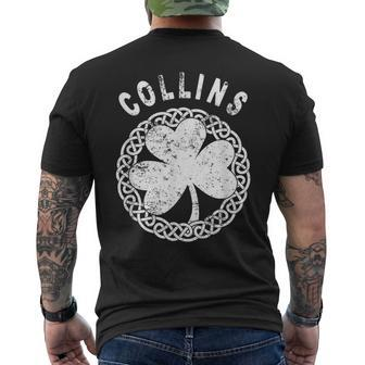 Celtic Theme Collins Irish Family Name Men's T-shirt Back Print - Seseable