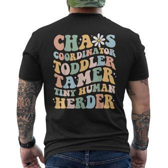 Chaos Coordinator Toddler Tamer Tiny Human Herder Daycare Men's T-shirt Back Print - Seseable