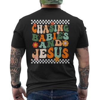 Chasing Babies And Jesus Men's T-shirt Back Print | Mazezy