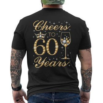 Cheers To 60 Years 60Th Queen's Birthday 60 Years Old Men's T-shirt Back Print - Thegiftio