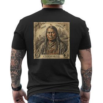 Cherokee Native Indian Retro Stamp Pride Strength Men's T-shirt Back Print - Monsterry DE