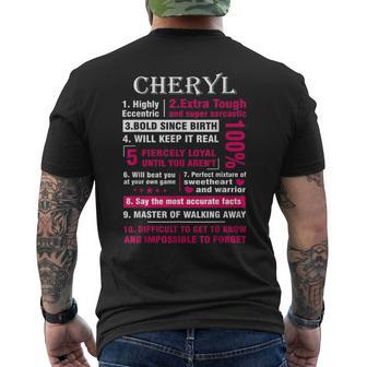Cheryl Highly Eccentric 10 Facts First Name Men's T-shirt Back Print - Seseable