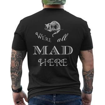 Cheshire Cat All Mad Here Men's T-shirt Back Print - Monsterry