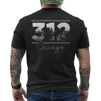 Chicago 312 Area Code Skyline Illinois Vintage Men's T-shirt Back Print - Seseable