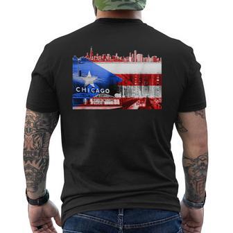 Chicago Boricua Chi-Town Windy City Rican Puerto Rico Flag Men's T-shirt Back Print - Monsterry DE