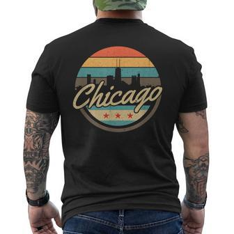 Chicago Flag Skyline Vintage Illinois Usa Souvenir Men's T-shirt Back Print - Monsterry DE