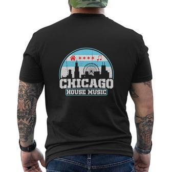 Chicago House Music Vintage Skyline Dj Mens Back Print T-shirt - Thegiftio UK