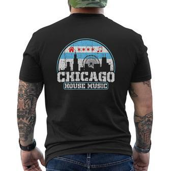 Chicago House Music Vintage Skyline Dj V2 Mens Back Print T-shirt - Thegiftio UK