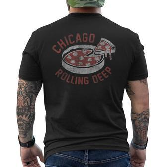 Chicago Rolling Deep Dish Pizza Vintage Graphic Men's T-shirt Back Print - Monsterry UK