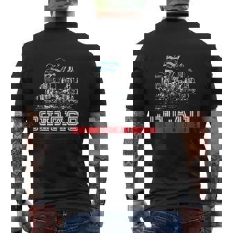 Chicago Skyline City Flag Mens Back Print T-shirt - Thegiftio